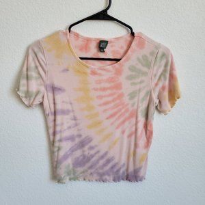 Wild Fable Tye Dye Lettuce Trim Crop Top